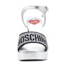 Scarpe Donna LOVE MOSCHINO Sandali con Tacco in Pelle Silver con Strass