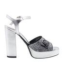 Scarpe Donna LOVE MOSCHINO Sandali con Tacco in Pelle Silver con Strass