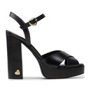 Damenschuhe LOVE MOSCHINO Schwarze Leder-Sandalen mit Absatz