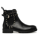 Scarpe Donna LOVE MOSCHINO Stivaletti in Pelle Nera con Borchie Oro