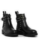 Scarpe Donna LOVE MOSCHINO Stivaletti in Pelle Nera con Borchie Oro