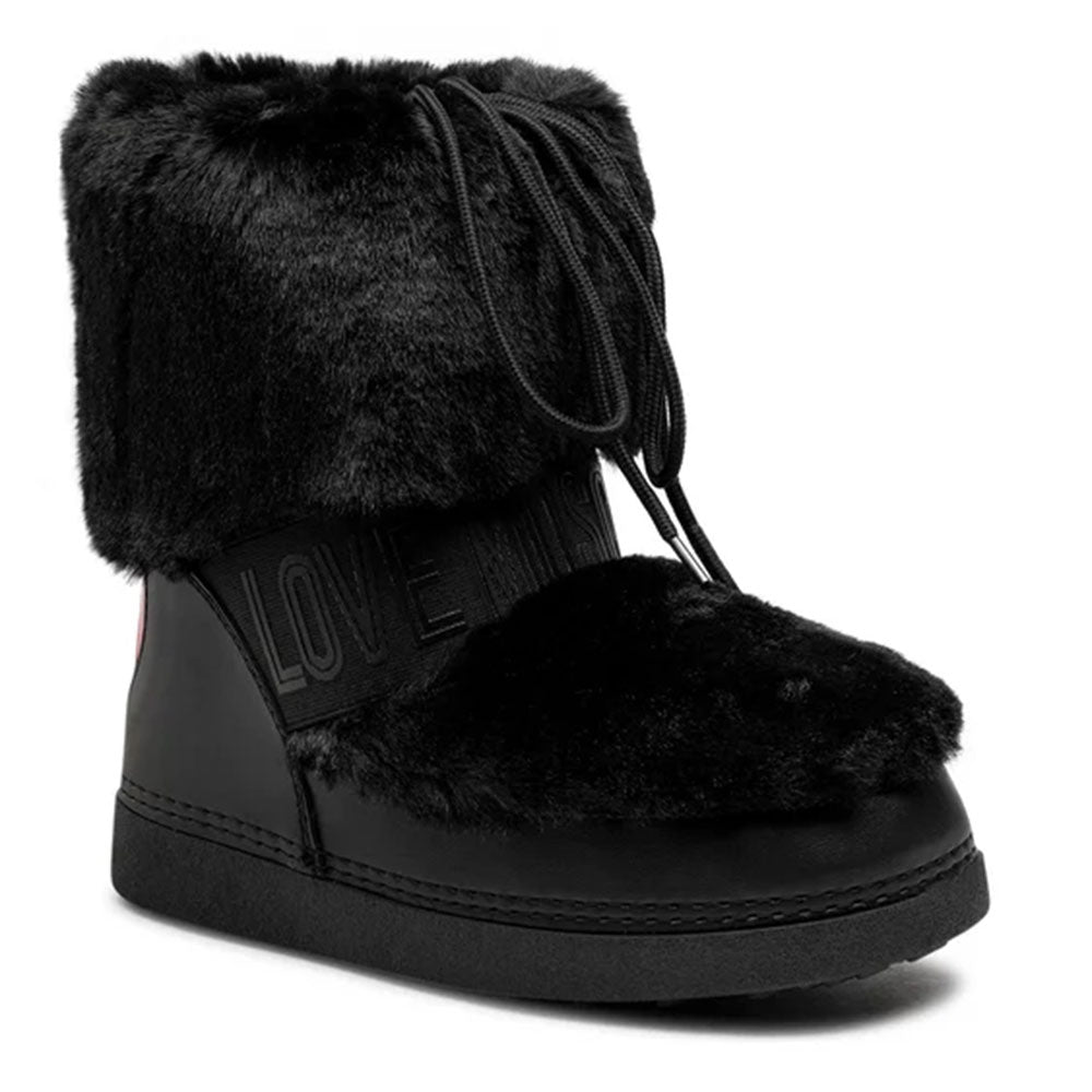 Stivali da Neve Donna LOVE MOSCHINO con Dettaglio Eco Fur Nero