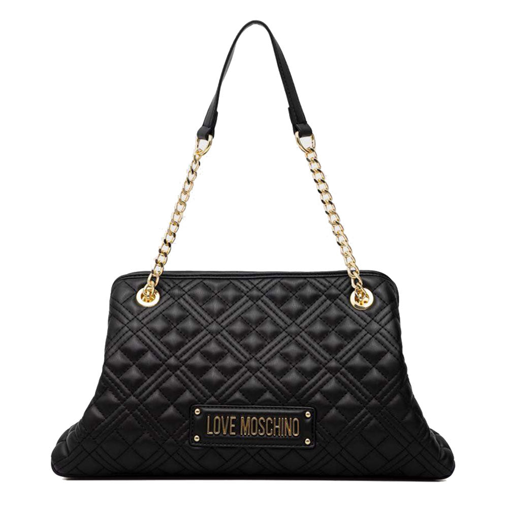 LOVE MOSCHINO Damen-Umhängetasche Shiny Quilted Linie, schwarze Farbe JC4013