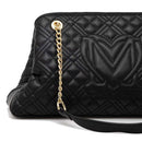 LOVE MOSCHINO Damen-Umhängetasche Shiny Quilted Linie, schwarze Farbe JC4013