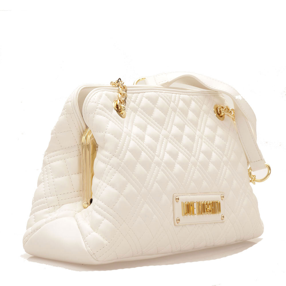 Damen-Umhängetasche LOVE MOSCHINO Shiny Quilted Line Farbe Off White JC4013