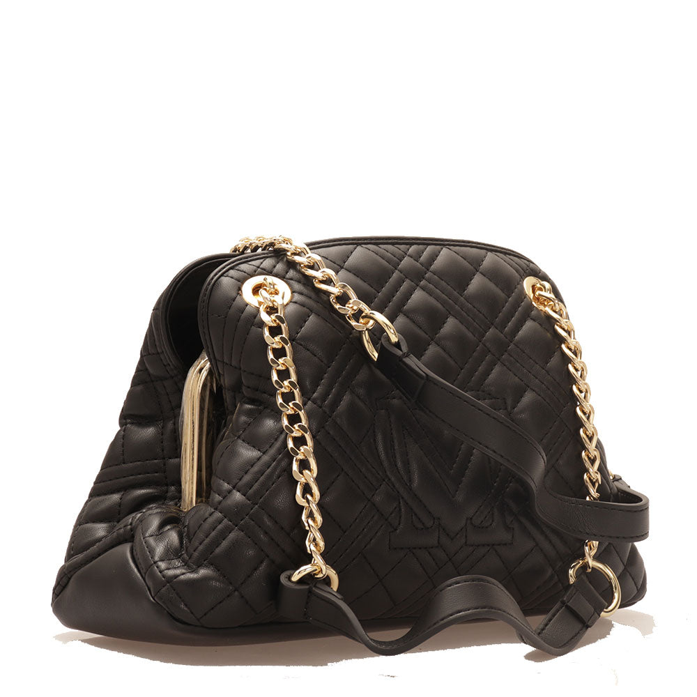 Kleine Damen-Umhängetasche LOVE MOSCHINO Shiny Quilted Line Farbe Schwarz JC4014