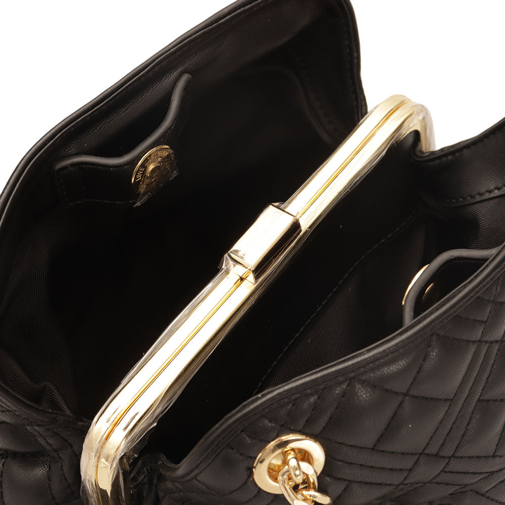 Kleine Damen-Umhängetasche LOVE MOSCHINO Shiny Quilted Line Farbe Schwarz JC4014