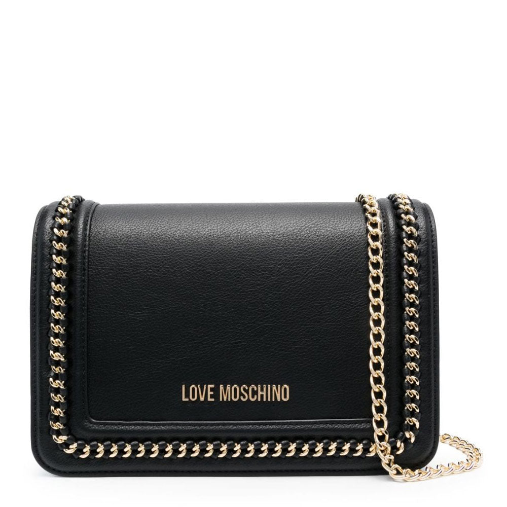 LOVE MOSCHINO Schwarze Damen-Schulter- und Umhängetasche mit Schmuckkette