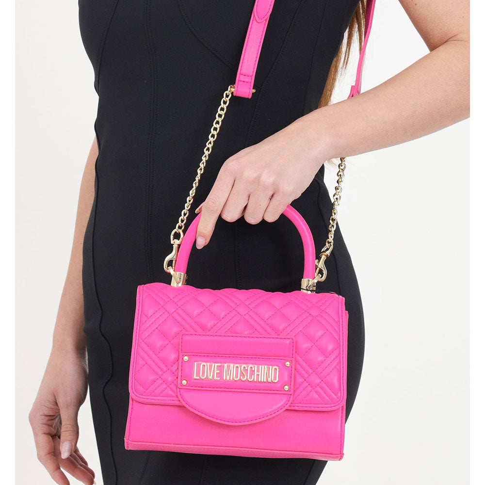 Mini Borsa a Mano LOVE MOSCHINO linea Quilted Tab Fuxia