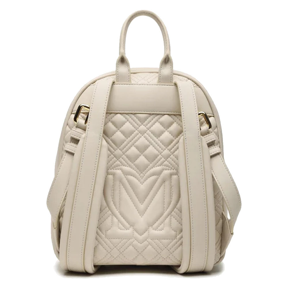 LOVE MOSCHINO Damen-Stepprucksack Love Lettering-Linie in der Farbe Elfenbein