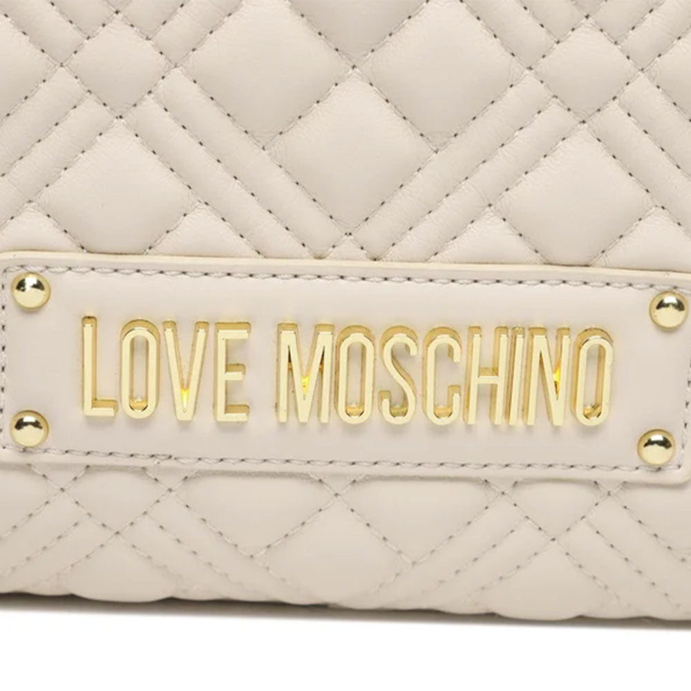 LOVE MOSCHINO Damen-Stepprucksack Love Lettering-Linie in der Farbe Elfenbein