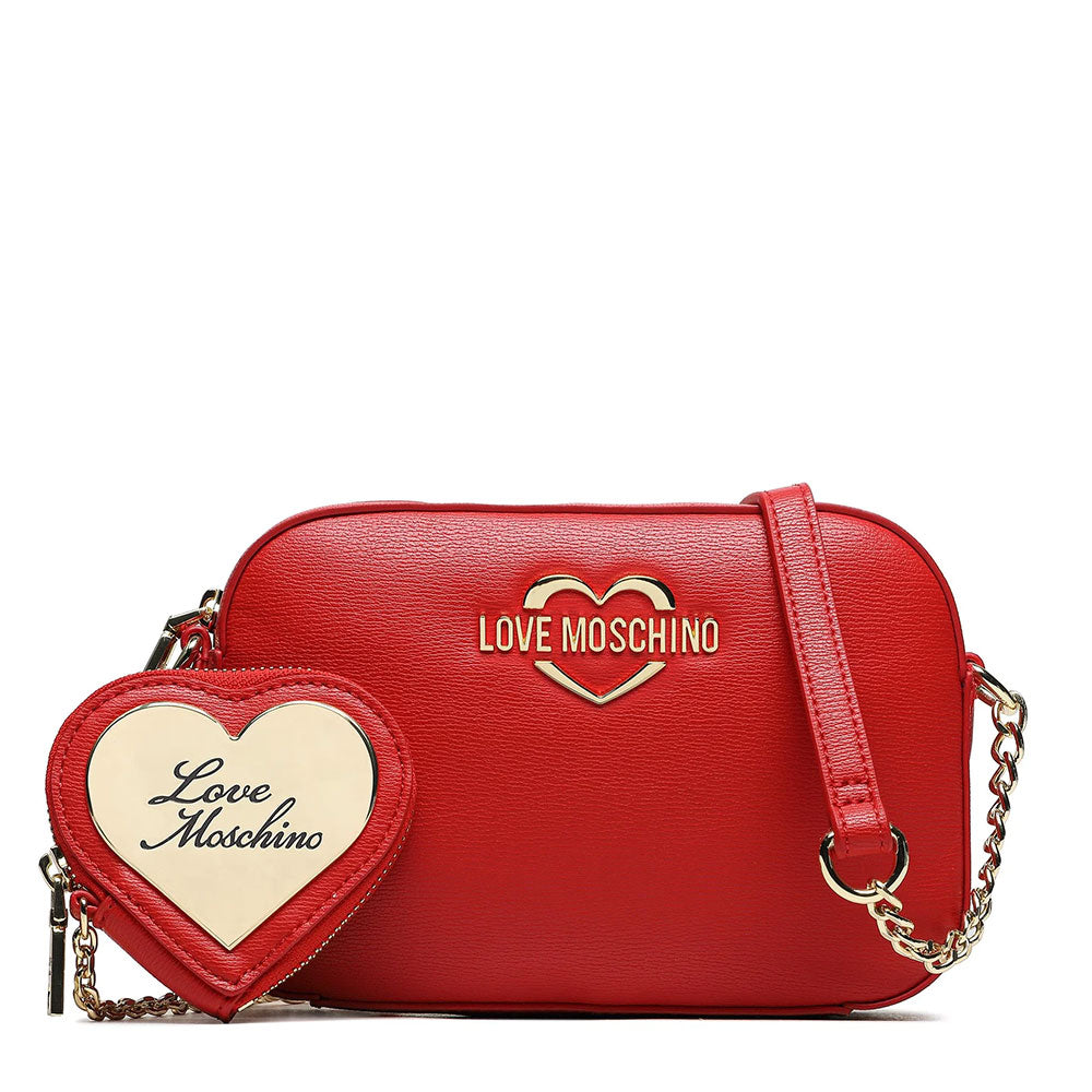Damen-Umhängetasche mit Mikro-Clutch LOVE MOSCHINO Hollies-Linie in Rot