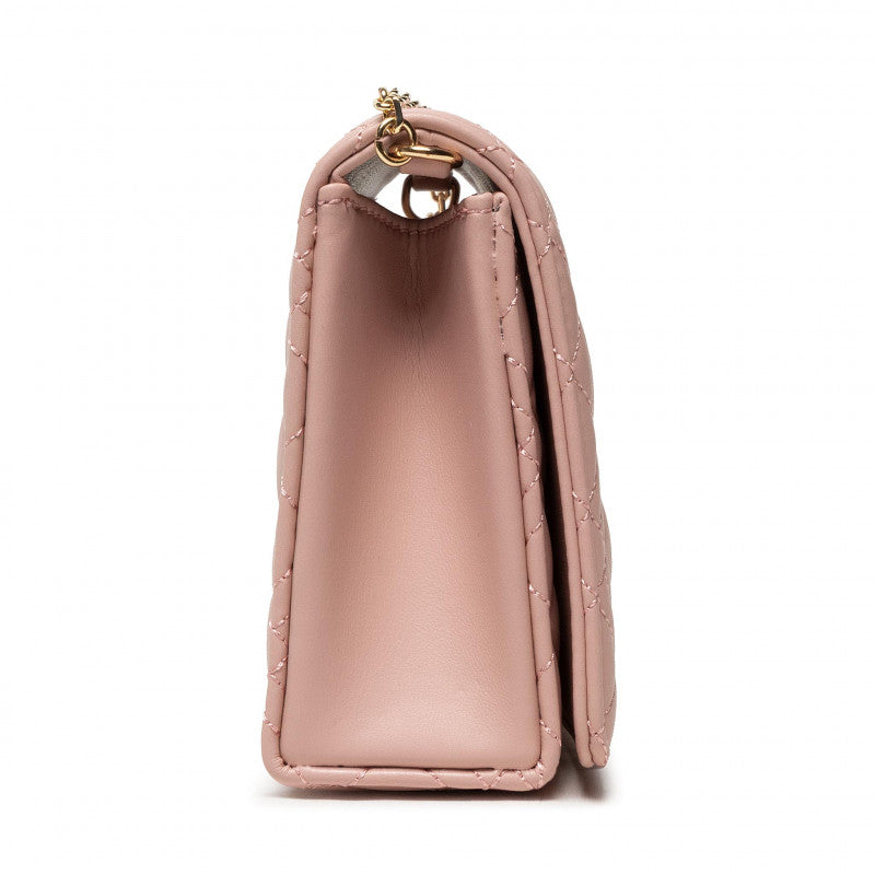 Damen-Clutch mit Schultergurt LOVE MOSCHINO Shiny Quilted-Linie in Puderrosa