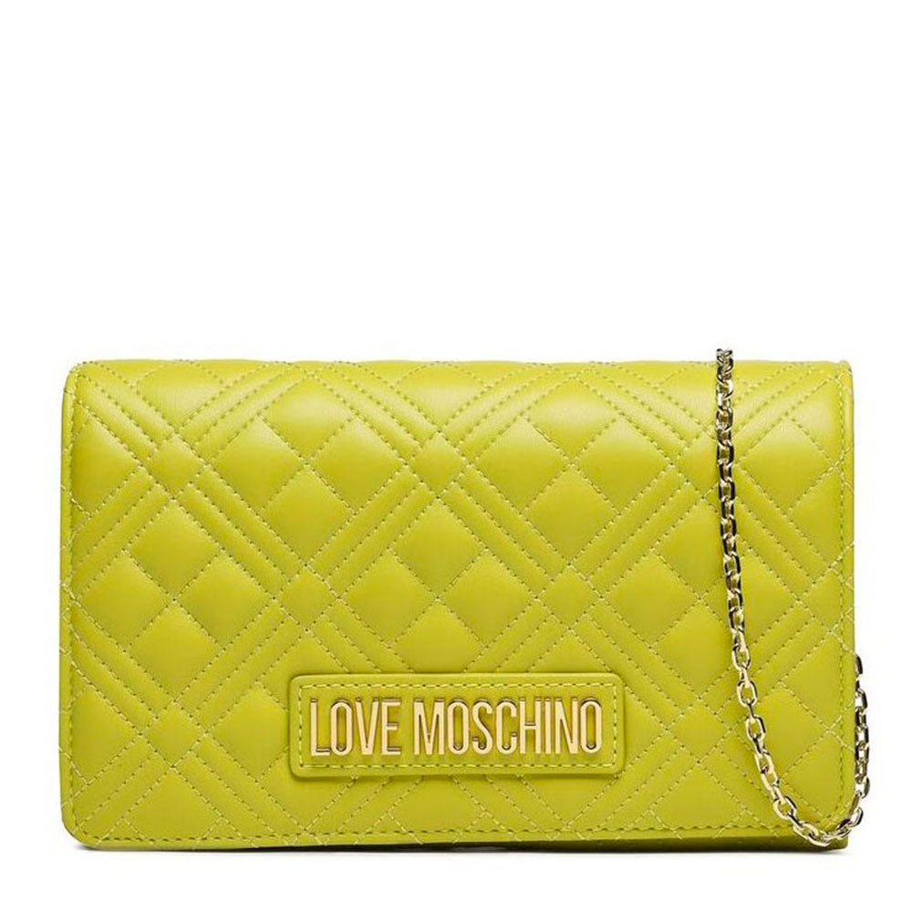 Clutch Donna con Tracolla LOVE MOSCHINO linea Shiny Quilted Lime
