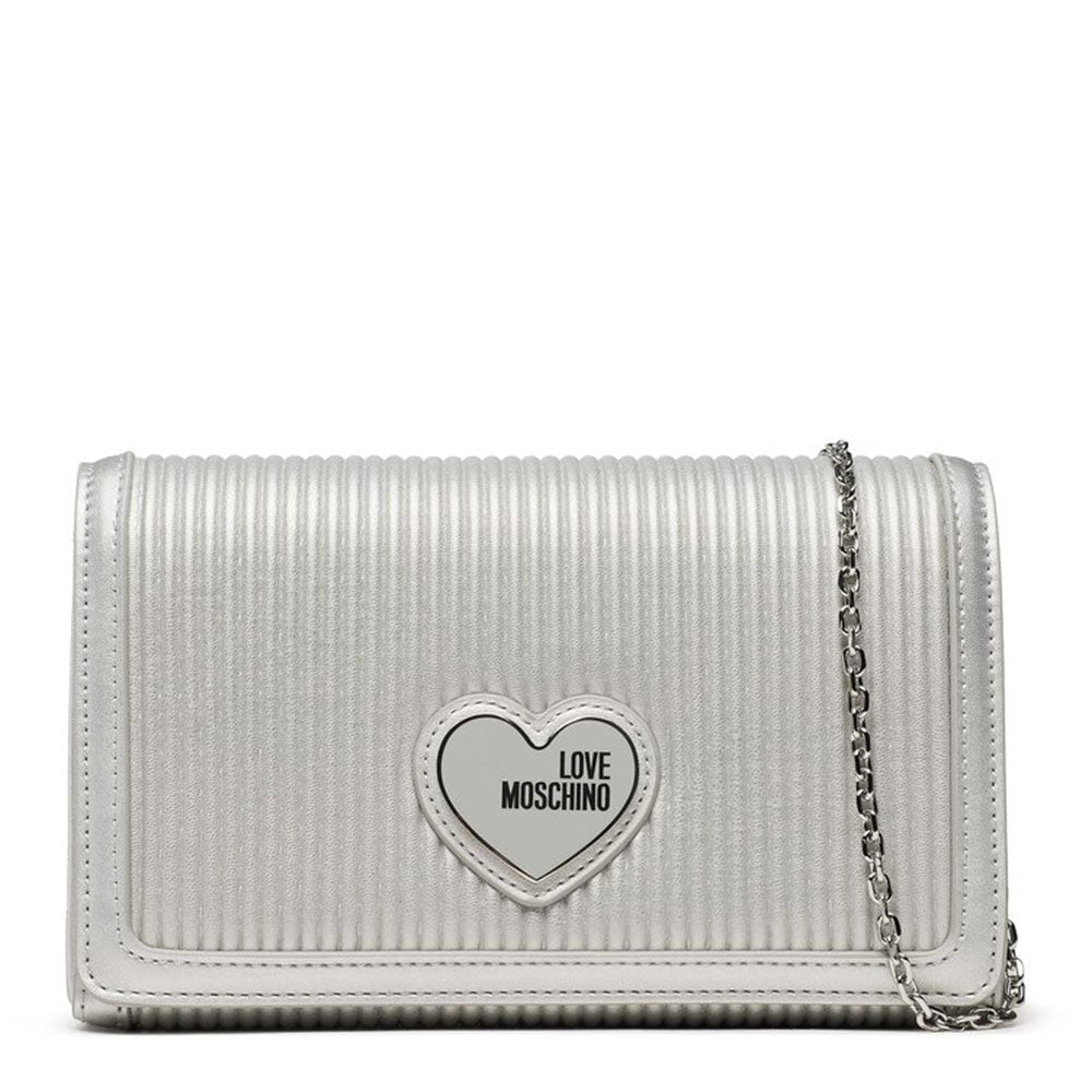 Clutch Donna con Tracolla LOVE MOSCHINO linea Pleated color Argento