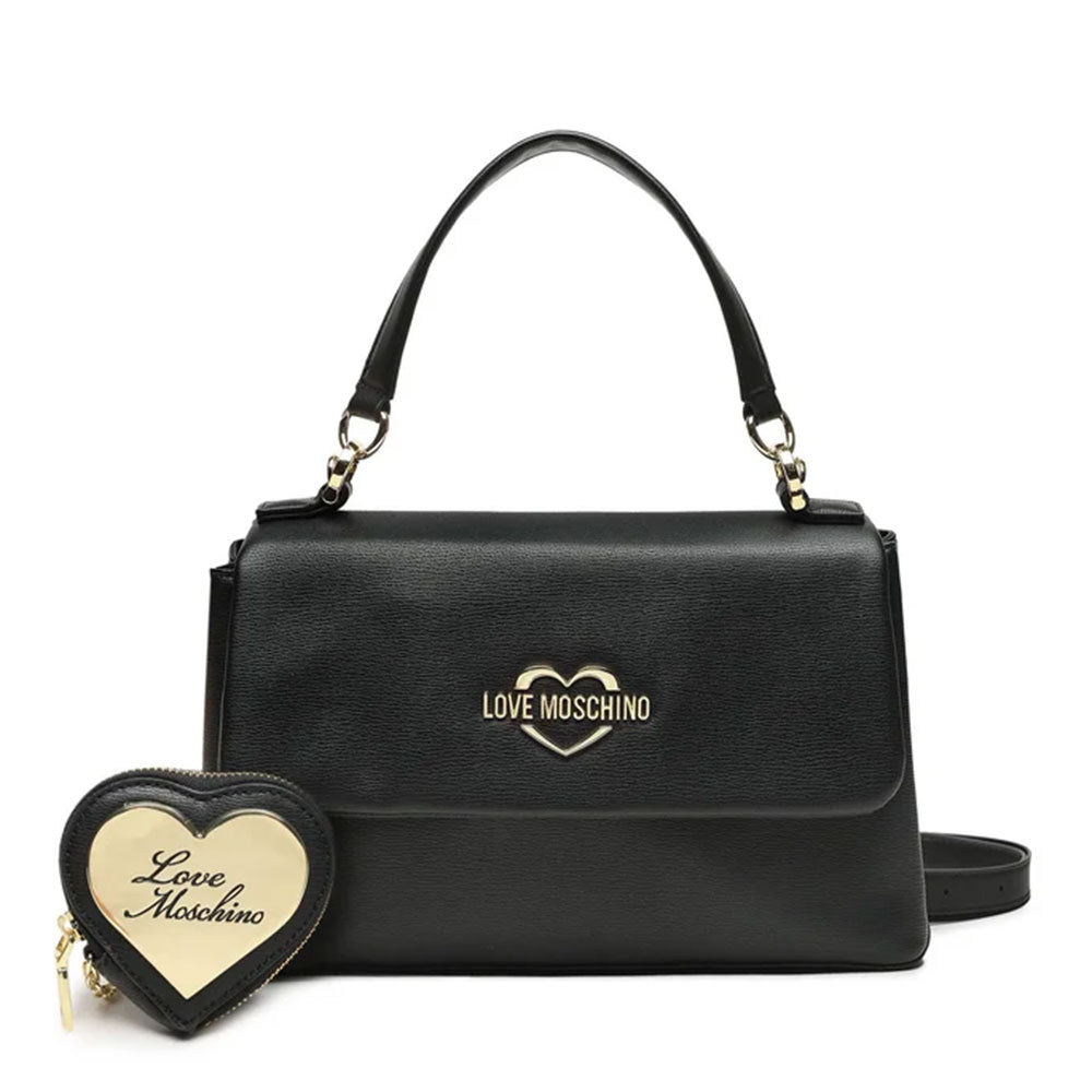 Damen-Umhängetasche mit Mikro-Clutch LOVE MOSCHINO Hollies-Linie in Schwarz