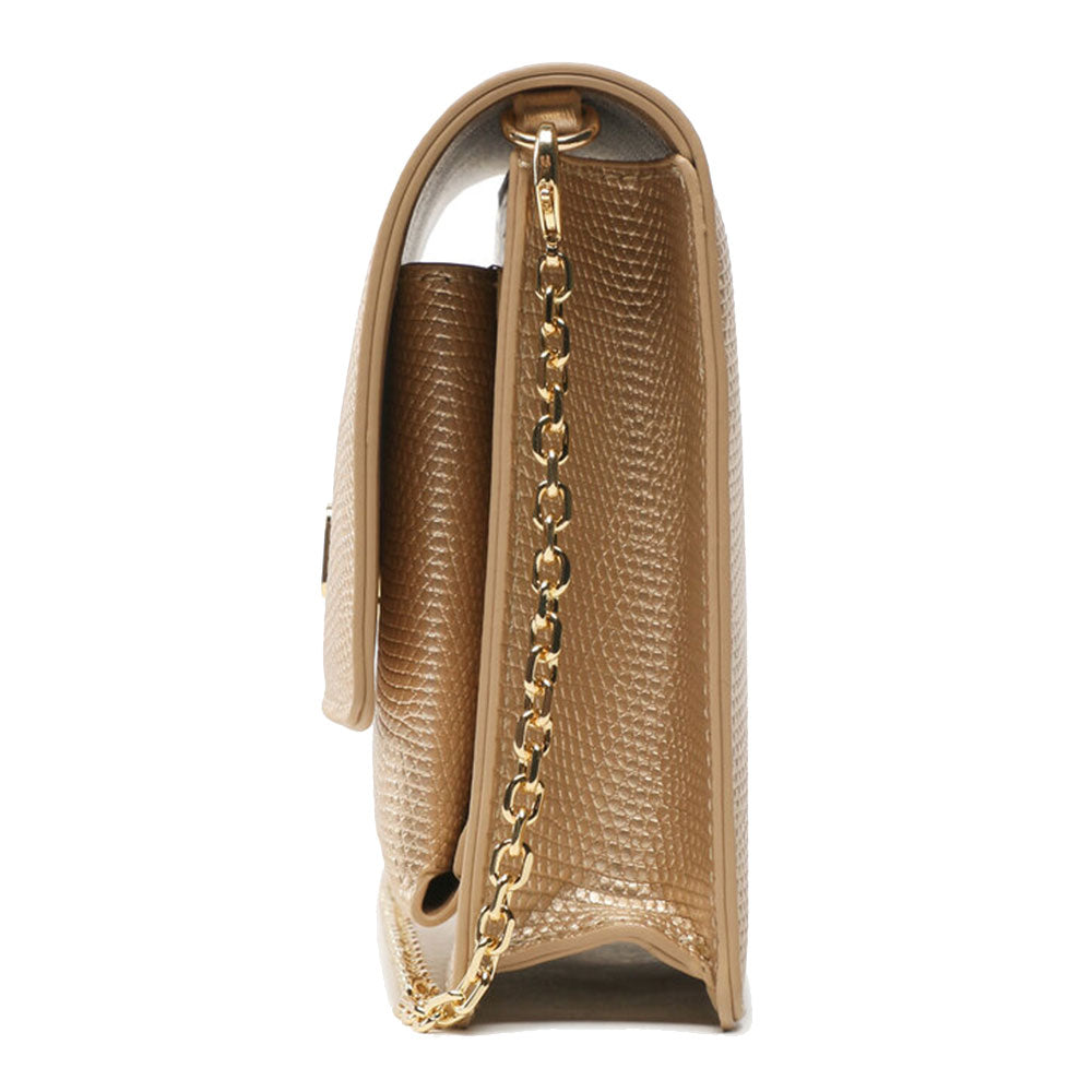 Damen-Clutch mit Schulterriemen LOVE MOSCHINO Smart Lettering-Linie mit goldenem Python-Logo