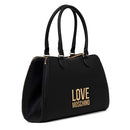 Damen-Umhängetasche LOVE MOSCHINO Gold Metal Logo-Linie in Schwarz