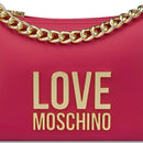 Kleine Hobo-Damentasche LOVE MOSCHINO Gold Metal Line Fuxia Logo