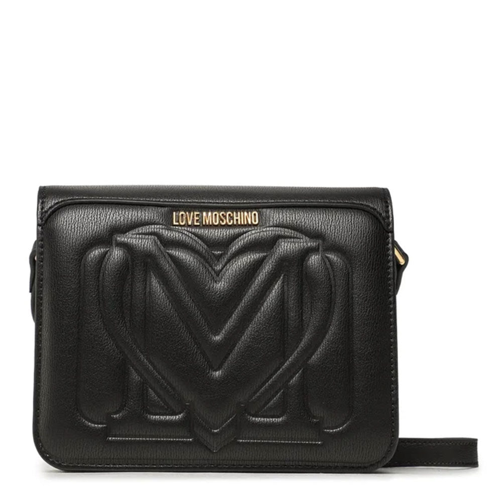 Borsa Donna a Tracolla con Pattina LOVE MOSCHINO con Logo Impresso colore Nero