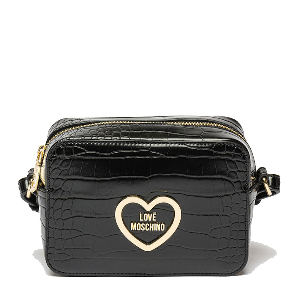 LOVE MOSCHINO Umhängetasche Croco Print Linie in Schwarz