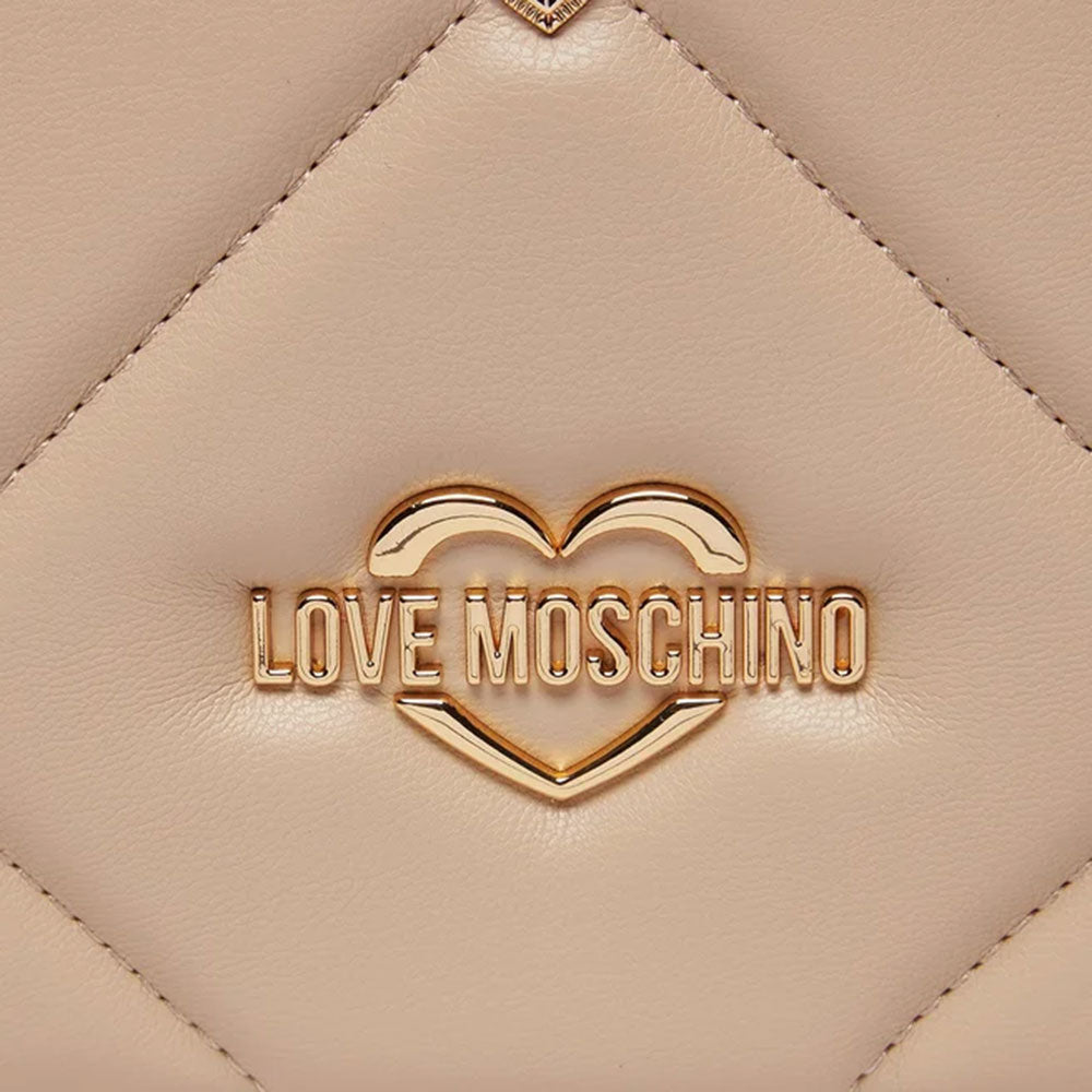 Damen-Schulter- und Umhängetasche LOVE MOSCHINO Jewel Hearts Cream-Linie mit goldenen Nieten