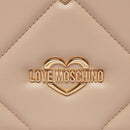 Damen-Schulter- und Umhängetasche LOVE MOSCHINO Jewel Hearts Cream-Linie mit goldenen Nieten