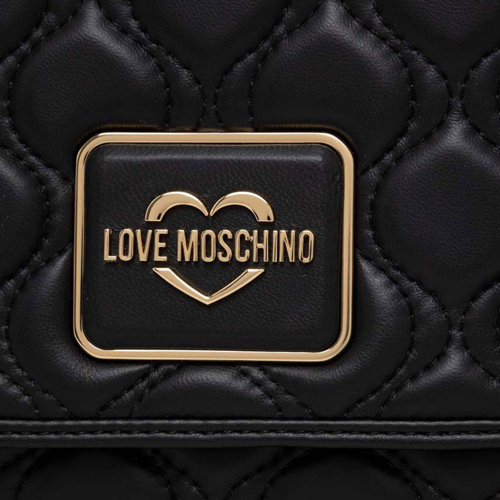 LOVE MOSCHINO Damen-Schulter- und Umhängetasche aus schwarzem gestepptem Leder