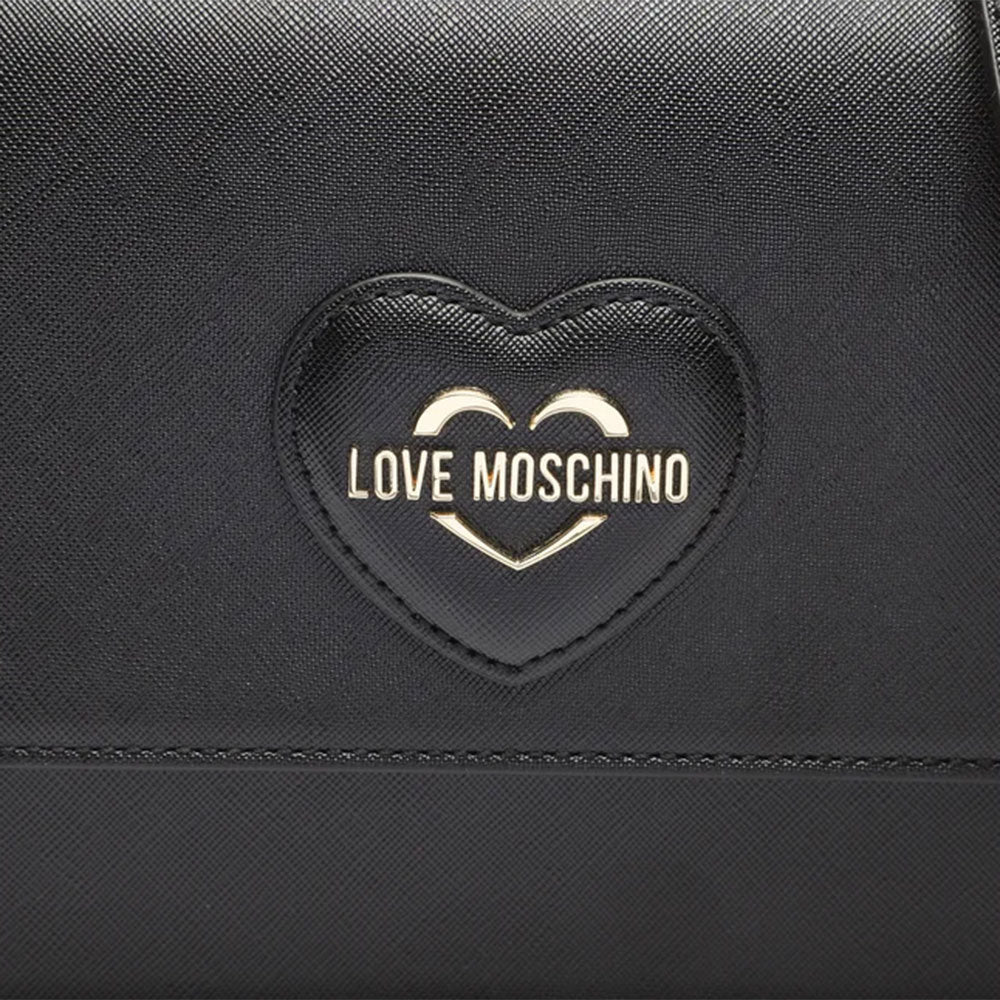 Damen-Umhängetasche mit Klappe LOVE MOSCHINO Saffiano-Print Schwarz