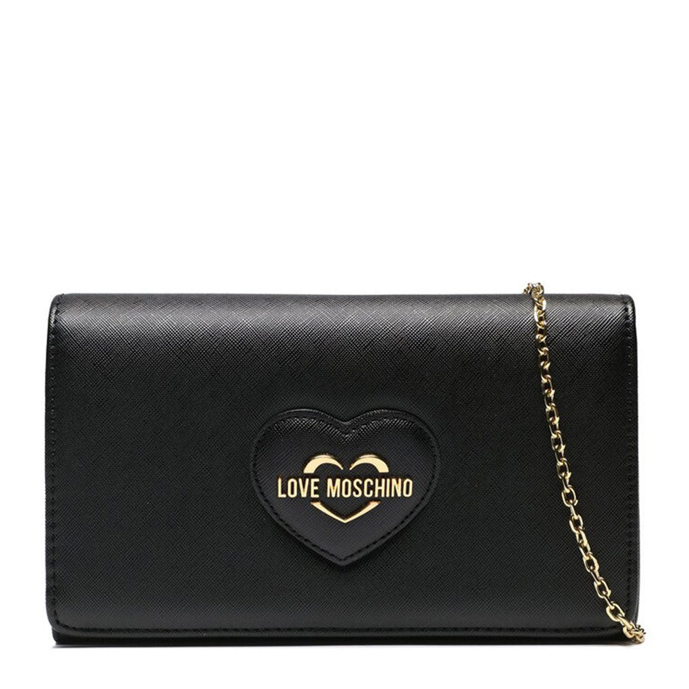 LOVE MOSCHINO Damen-Clutch mit Schulterriemen, schwarzer Saffiano-Print