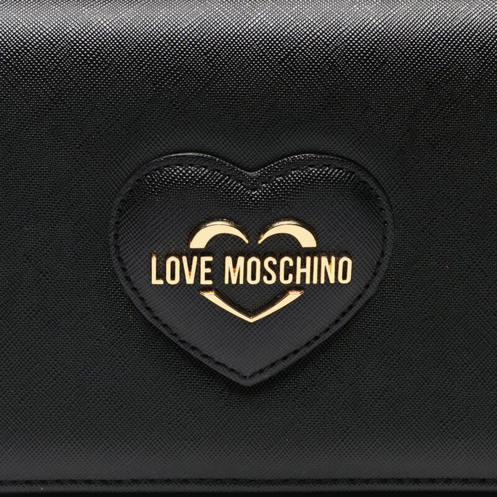 LOVE MOSCHINO Damen-Clutch mit Schulterriemen, schwarzer Saffiano-Print