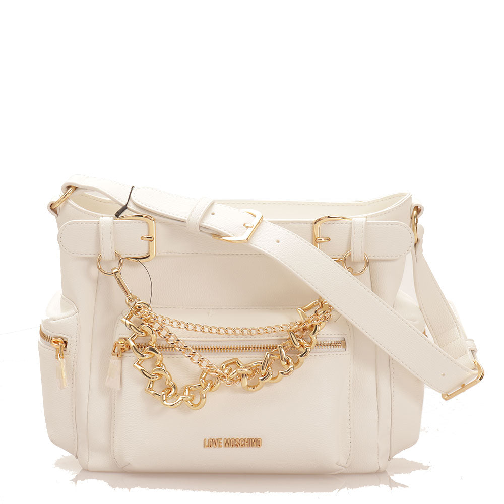 LOVE MOSCHINO Damen-Schultertaschenkette Charm-Linie in Weiß