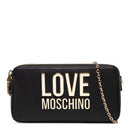 Mini-Clutch mit Schultergurt LOVE MOSCHINO Gold Metal Logo-Linie in Schwarz