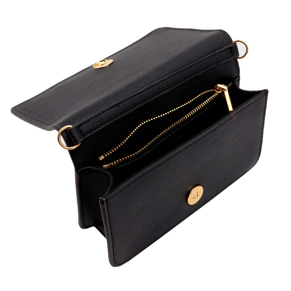 Mini Clutch con Tracolla LOVE MOSCHINO linea Gold Metal Logo colore Nero JC5610