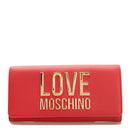 Mittelgroße Damenbrieftasche mit LOVE MOSCHINO Button Gold Metal Line Red Logo