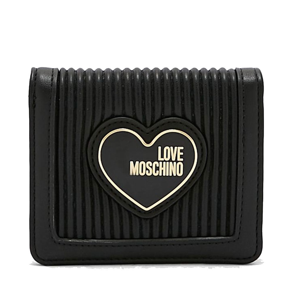 Portafoglio Donna Piccolo con Bottone LOVE MOSCHINO linea Pleated Nero