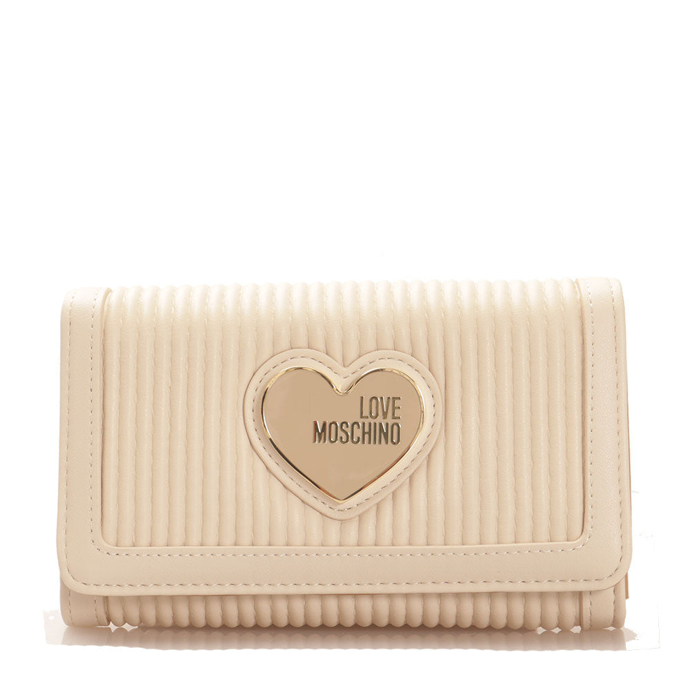 Portafoglio Donna con Bottone LOVE MOSCHINO linea Pleated Avorio