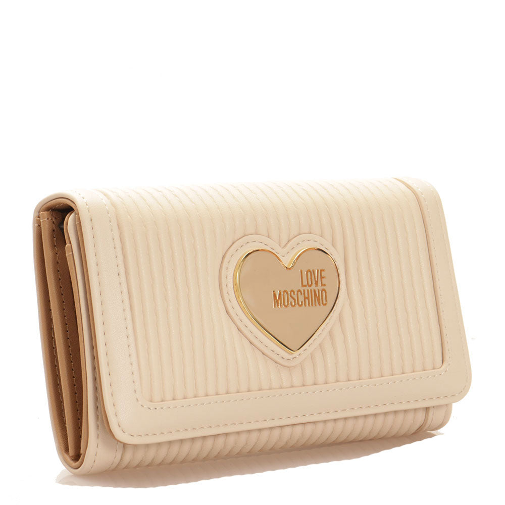 Portafoglio Donna con Bottone LOVE MOSCHINO linea Pleated Avorio