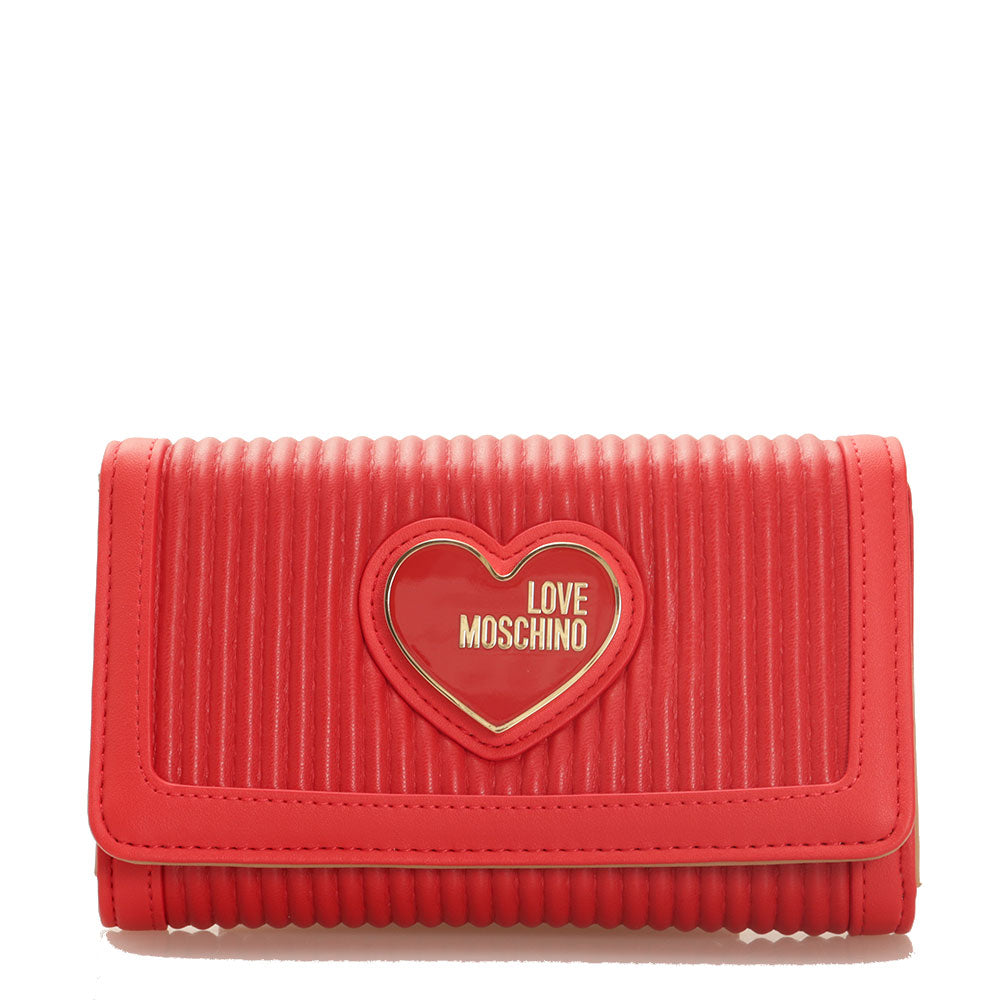 Damen-Geldbörse mit Knopf LOVE MOSCHINO Plissee-Linie Rot