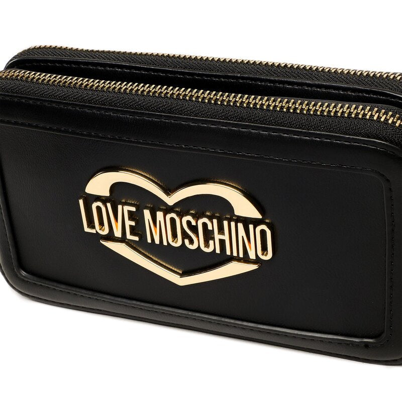 Mini-Clutch mit Reißverschluss LOVE MOSCHINO Herz-Logo-Linie in Schwarz