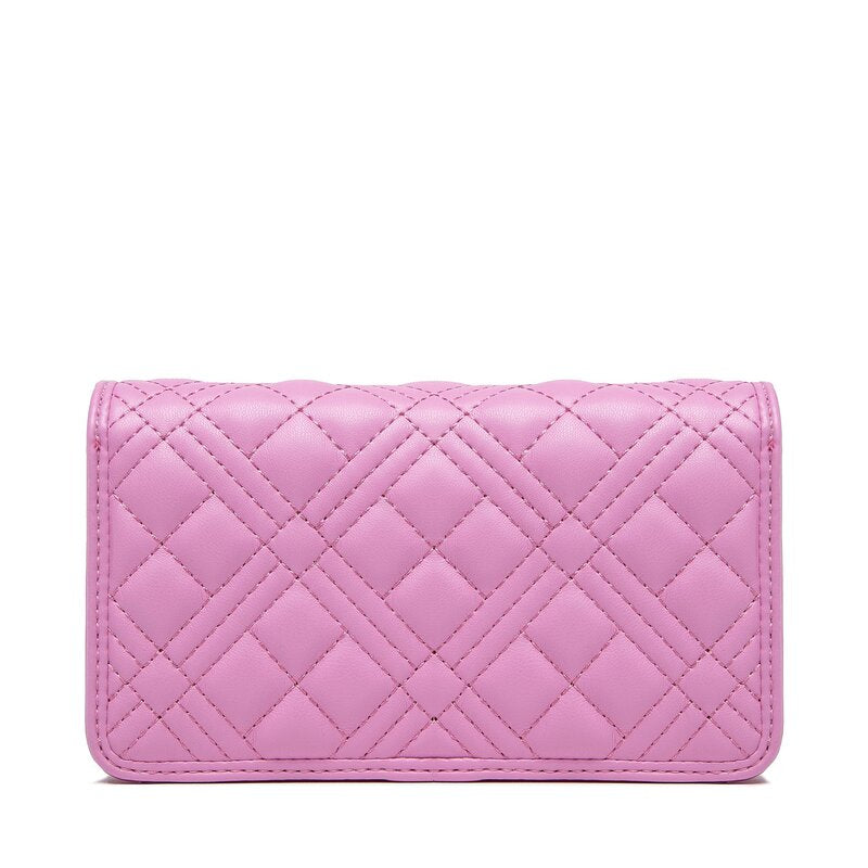 Mini-Clutch mit Schultergurt LOVE MOSCHINO Shiny Quilted-Linie, rosa Farbe