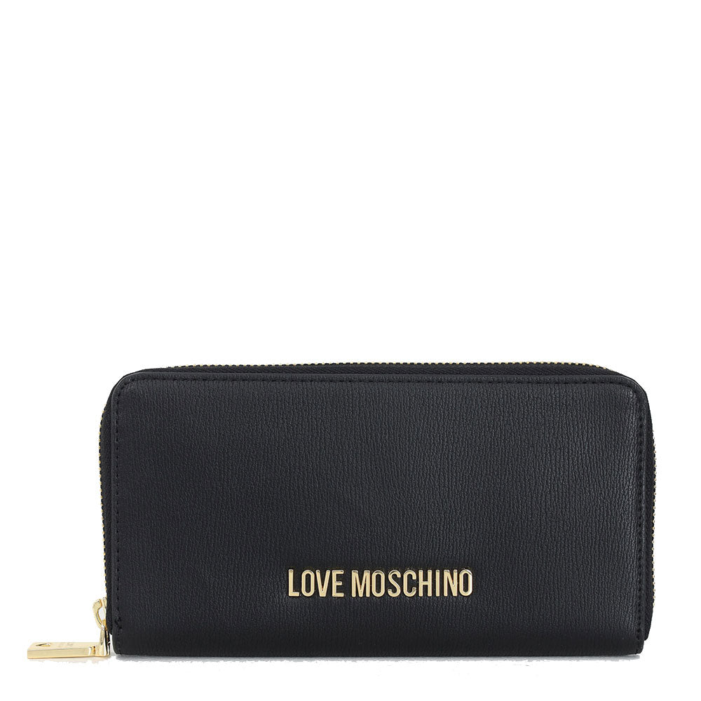 Damen-Geldbörse mit umlaufendem Reißverschluss LOVE MOSCHINO Hollies-Linie, Schwarz