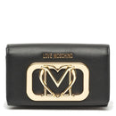 Damenbrieftasche mit LOVE MOSCHINO Button Heart Logo-Linie in Schwarz