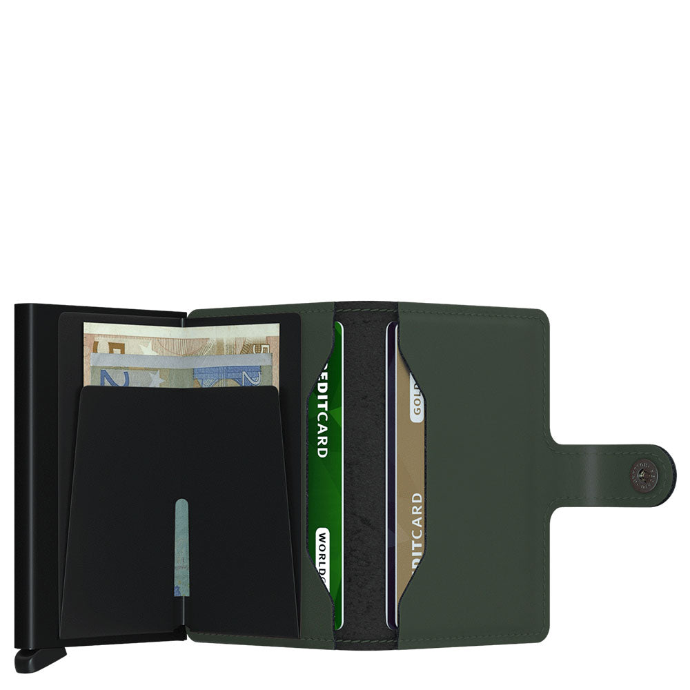 Porta Carte con Clip SECRID linea Matte in Pelle Verde con RFID