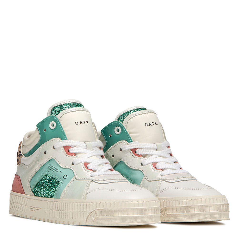 Scarpe Donna D.A.T.E. Sneakers Alte linea Meet Pop colore Glitter Mint