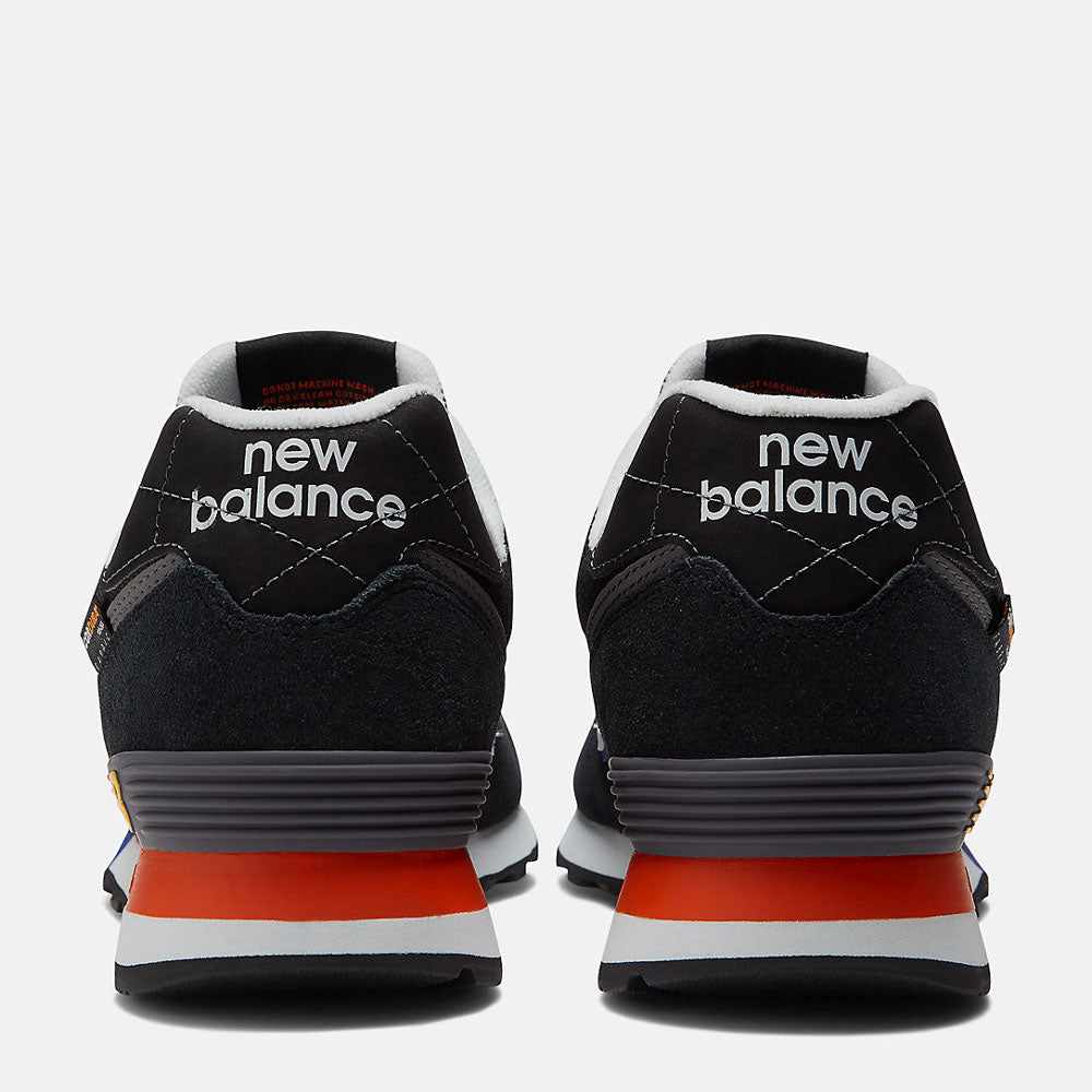Scarpe Uomo NEW BALANCE Sneakers 574 in Pelle e Cordura colore Black e Poppy