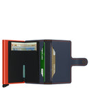 Porta Carte con Clip SECRID linea Matte in Pelle Night Blue e Orange con RFID