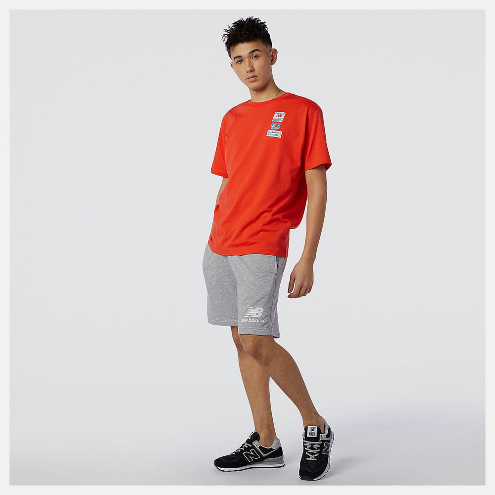 NEW BALANCE Herren Shorts Essentials Stacked Logo Linie in Athletic Grey 