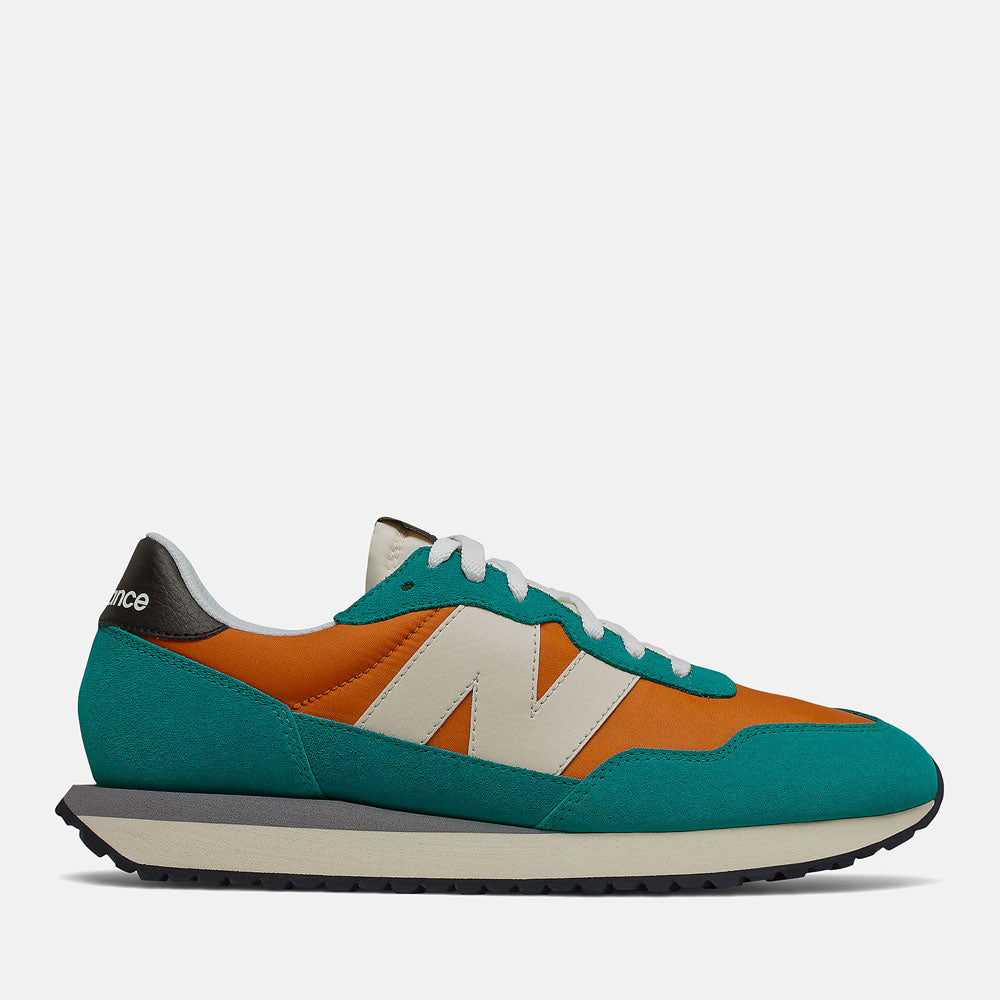 Scarpe Uomo NEW BALANCE Sneakers 237 in Suede e Nylon colore Vintage Orange e Green