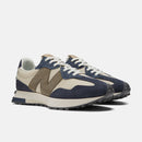 Herrenschuhe NEW BALANCE 327 Sneakers aus Mesh und Wildleder in Knochenblau und Braun